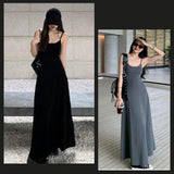 Spaghetti Strap Dresses Women Retro Sexy Slim Simple Daily Streetwear Ulzzang Midi Trendy Pure Vestidos Summer Ladies Sleeveless