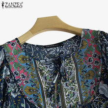 Load image into Gallery viewer, ZANZEA V-Neck Short Sleeve Floral Printed Sundress Women Summer Bohemian Dress Vintage Loose Elegant Casual Holiday Beach Robe