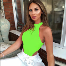 Load image into Gallery viewer, Women Ladies Sexy Sleeveless Solid Color High Cut Slim Skinny Bodycon Club Beach Fashion Halter Bodysuits Leotard Tops Rompers