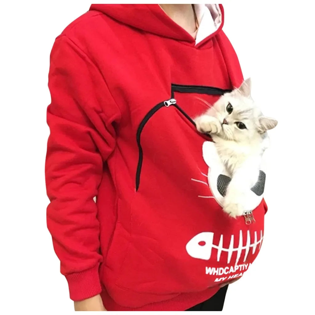 Sweatshirt Cat Lovers Hoodie Kangaroo Dog Pet Paw Pullovers Cuddle Pouch Sweatshirt Pocket Animal Ear Hooded Dropshipping