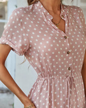 Load image into Gallery viewer, Ladies Polka Dot Print Shirt Dress Women Casual Midi Holiday Summer Dress Female Loose Women Beach Dress Sundress Robe Vestidos