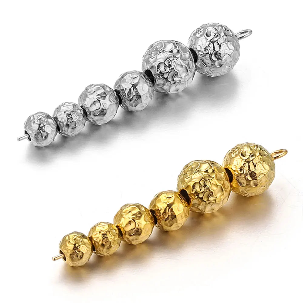 10pcs 4 6 8mm Gold Plated Stainless Steel Frosted Hammered Ball Beads Charm Loose for Bracelet DIY Jewelry Making Supplies Waist