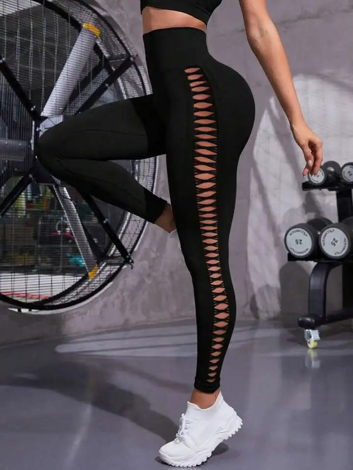 Women Tie Dye Mesh Leggings Sports Hollow Out Yoga Pants Fitness Sportswear Sexy High Waist Push Up Gym Tights Running Leggings