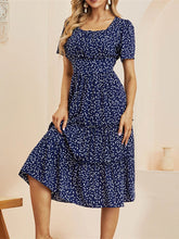 Load image into Gallery viewer, Fashion Square Collar Bubble Sleeve Floral Dress Women Medium Long Spring Summer Dress