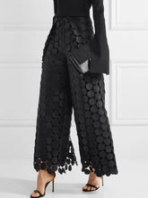 Load image into Gallery viewer, Yeezzi Women Fashion Hollow Polka Dot High Waisted Wide Leg Pants 2024 New Spring Autumn Solid Color Causal Office Trousers