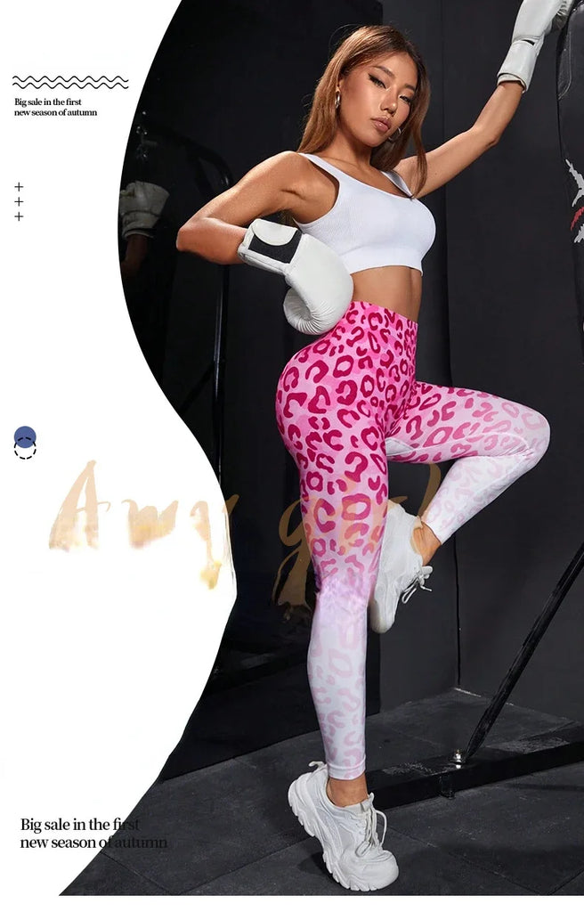 Sexy Leopard Print Leggings Women Seamless Slim Tights High Waist Elastic Leggings Gym Workout Fashion Fitness Cropped Pants