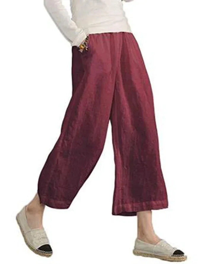 2024 Summer Cotton Linen Oversize Women Pants Long Black Wide-Leg Trousers Female Summer New Casual Office Trendy Ladies Bottom