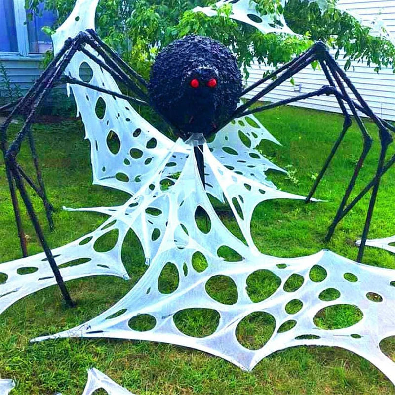 2/4Meters Outdoor Giant Stretchy Netting Spider Webbing Ripped Cobweb Haunted House Prop Halloween Decor Spooky Party Supplies