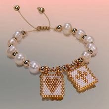 Load image into Gallery viewer, Woven Pearl Cross Heart Bracelet Beaded Miyuki Boho Christian Religious Charm Jewelry Womens 2023 Fashion Love Blessing Gift