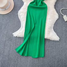 Load image into Gallery viewer, sweet Sleeveless Backless Solid Knit Split Slip Dress Chic Elastic Slim Fashion Party Women Elegant Wrap Pencil dresses