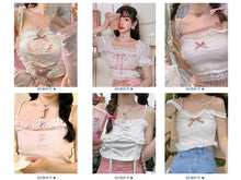 Load image into Gallery viewer, Floral Kawaii Tank Top Women Summer 2024 White Backless Sexy Beach Sweet Cute Halter Tops Lace Print Party Korean Style Clothing