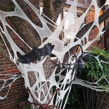 Load image into Gallery viewer, 2/4Meters Outdoor Giant Stretchy Netting Spider Webbing Ripped Cobweb Haunted House Prop Halloween Decor Spooky Party Supplies