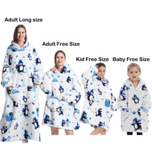 Load image into Gallery viewer, Flannel Blanket with Sleeves Winter Hoodies Sweatshirt   Fleece Giant Wearable Blanket Hoodie Oversized for adults kids babys