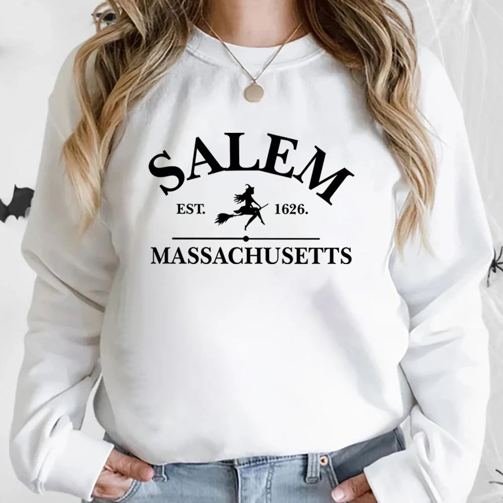 Salem Massachusetts Sweatshirt Halloween Pullover Salem Witch Sweatshirt Women Graphic Hoodies Streetwear Hoodie Halloween Gift