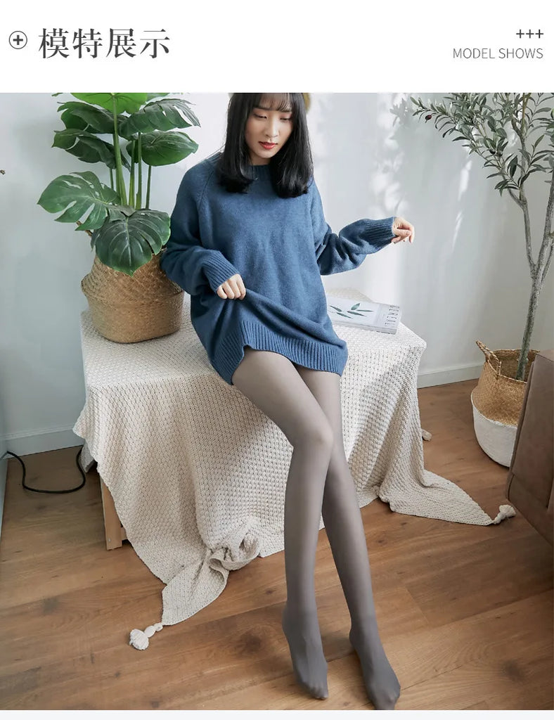 Thermal Stockings Woman Fleece Tights Sexy Winter Warm Pantyhose Translucent Slim Thicken Tights Elastic Velvet Pantyhose Thin