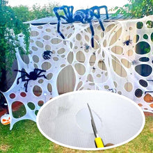 Load image into Gallery viewer, 2/4Meters Outdoor Giant Stretchy Netting Spider Webbing Ripped Cobweb Haunted House Prop Halloween Decor Spooky Party Supplies