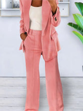 Load image into Gallery viewer, Autumn Winter Solid Color Blazer Women Long Sleeve Suit Simple Casual Pocket Fashion Temperament Female Office Pants 2 Piece Set