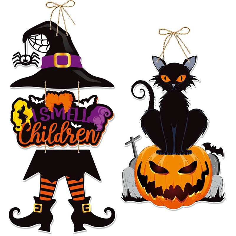 2024 Halloween Party Ornaments Pumpkin Bat Door Hanging Ghost Festival Scene Decoration Props Halloween Charm Pendant