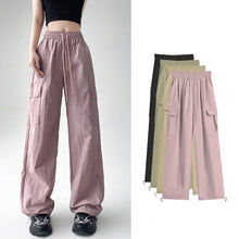 Load image into Gallery viewer, Women Solid Color Fashion Temperament Straight  Cargo Pants Casual Big pocket Wide leg Long Pants Sports outside trousers