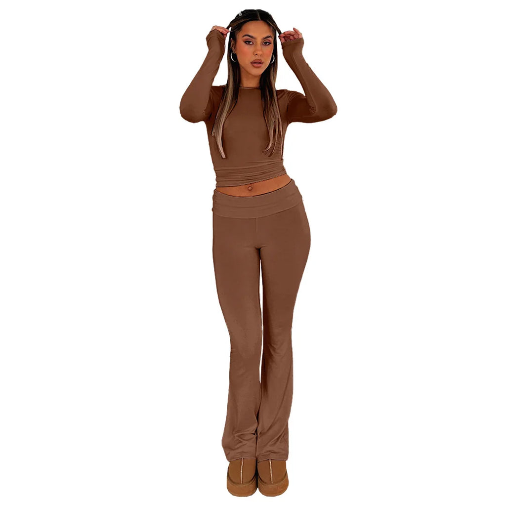 2023 Fashion Women's Pants Trousers Solid Flare Elegant Pant Cargo Leggings Trousers Y2k Sweat Streetwear Low Waisted Slim Fit