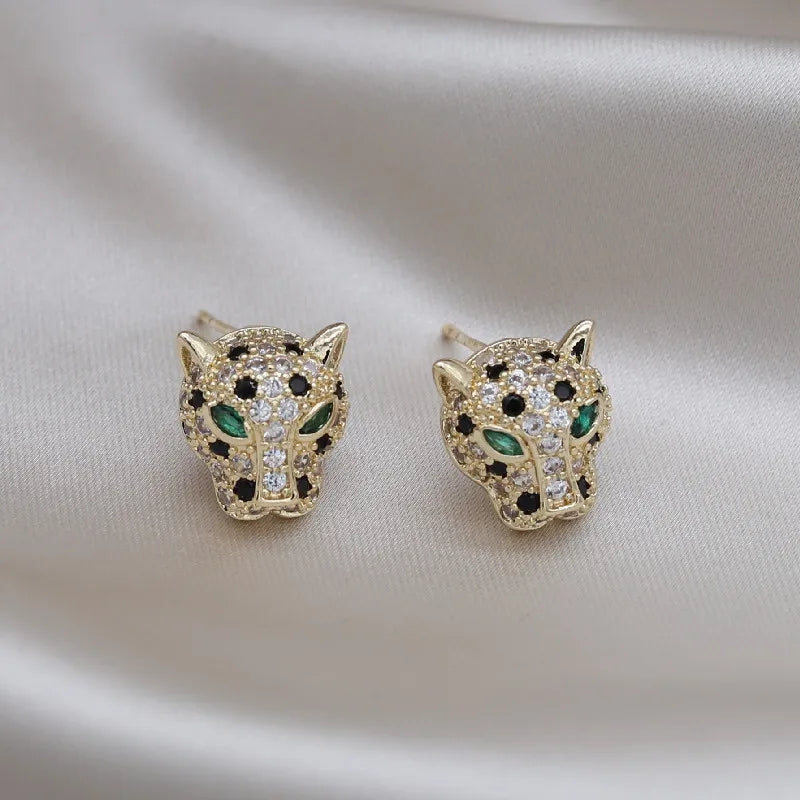 Korea New Design Fashion Jewelry Exquisite Copper Set Zircon Colorful Animal Leopard Earrings Luxury Women's Gala Party earrings