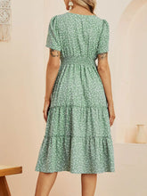 Load image into Gallery viewer, Fashion Square Collar Bubble Sleeve Floral Dress Women Medium Long Spring Summer Dress