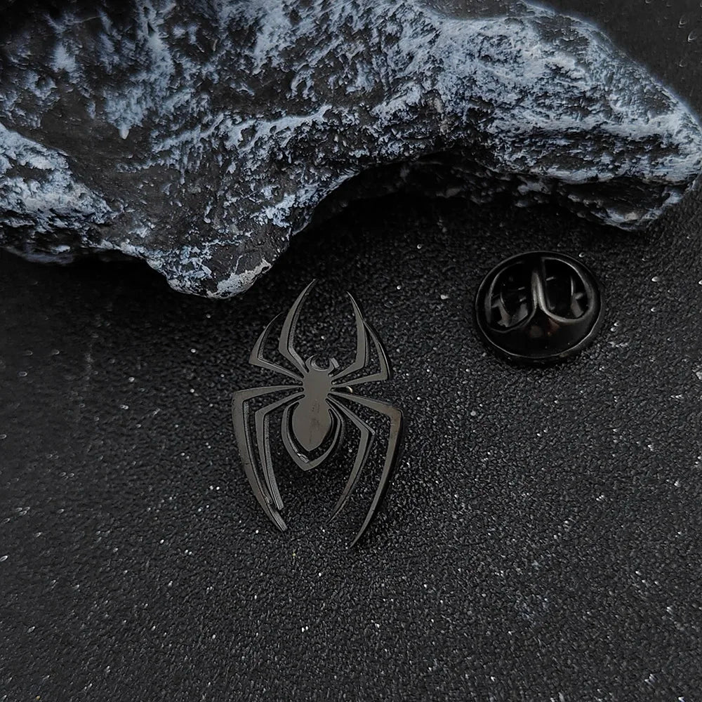 Personalized Gothic Spider Brooch Stainless Steel Badge Pins Fashion Jewelry Accessories Halloween Festival Gifts for Men