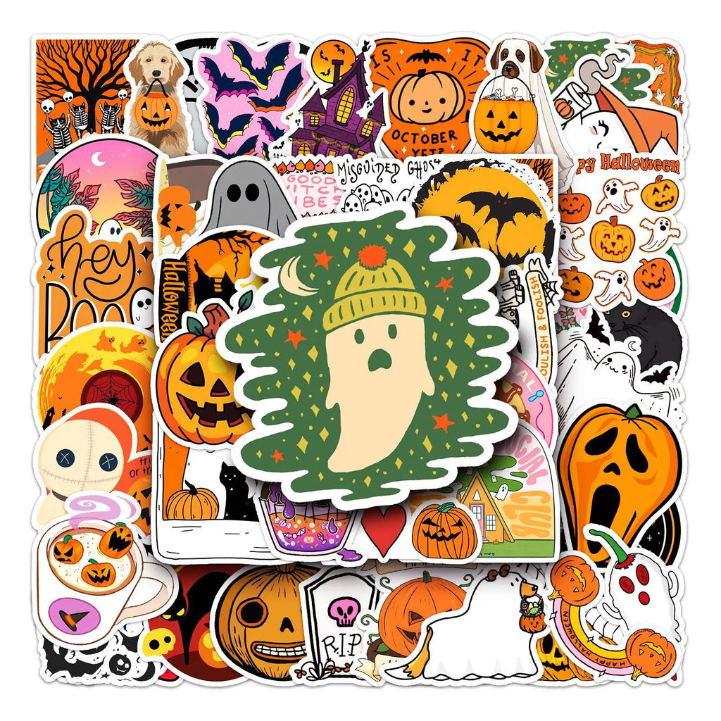 10/30/50PCS Cartoon Halloween Stickers Ghost Bat Pumpkin Graffiti Decals DIY Laptop Fridge Gift Phone Festive Sticker Kids Toys