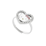 Anime Sanrio Hello Kitty Rings Heart  Shape Rhinestone Open Adjustable Cute KT Cat Ring Accessories Fashion Jewelry Gifts