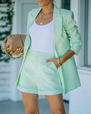 2024 Elegant Two Piece Blazer Suit Sets Women OL Office Sets Slim Cardigan Blazer Shorts Solid 2 Piece Set Casual Blazers Set