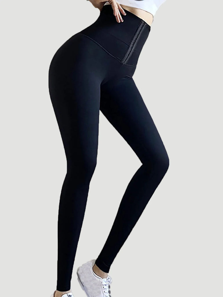 Women Breasted Sports Yoga Pants Tight Buttock Lifting High Waist Solid Leggings Outdoor Running Fitness Leggings