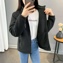 Load image into Gallery viewer, Winter Women Sweatshirt Coat Casual Loose Zip Up Cardigan Long Sleeve Sweatershirt Reversible Polar Fleece Stand Collar Coat