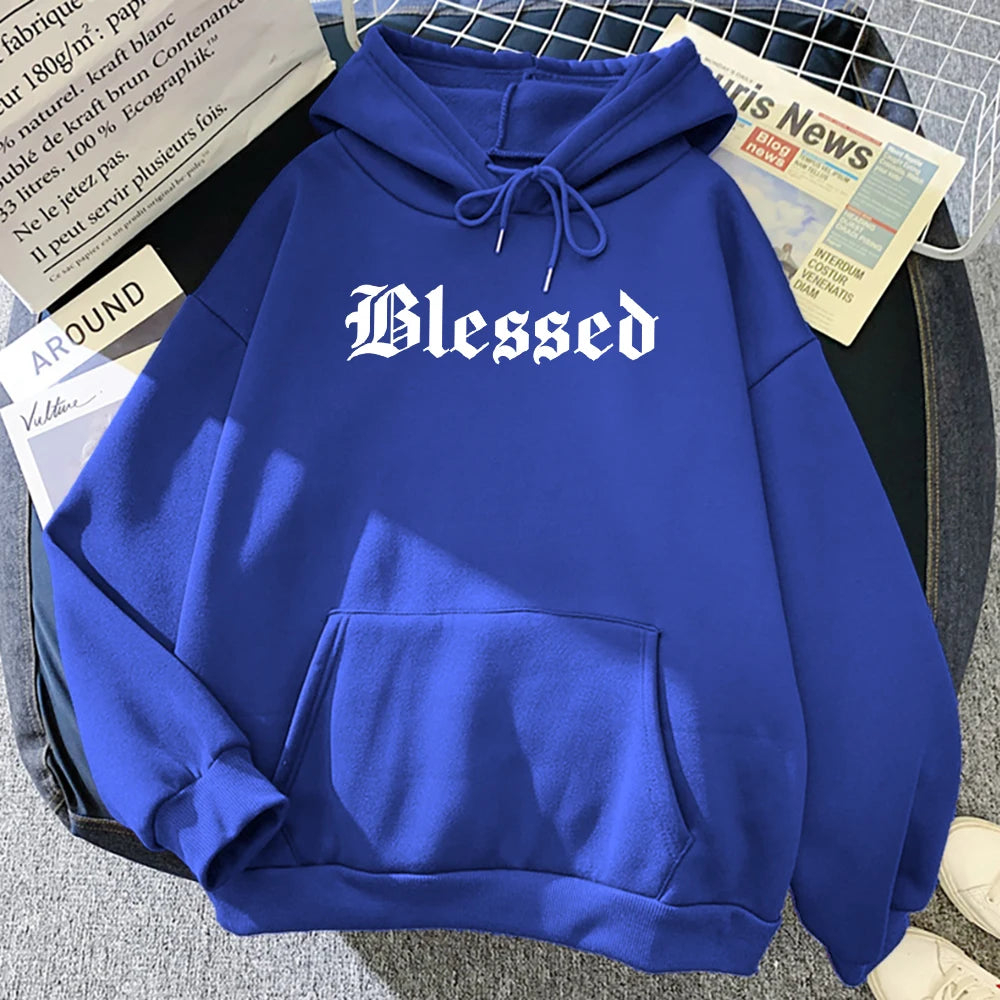 Blessed Creativity Printed Hoodies Women Street Style Hip Hop Hoody Autumn Loose Fleece Clothing Comfortable Pullover Sweatshirt