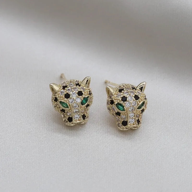 Korea New Design Fashion Jewelry Exquisite Copper Set Zircon Colorful Animal Leopard Earrings Luxury Women's Gala Party earrings