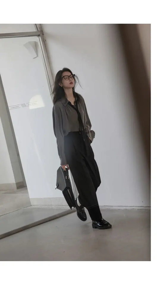 2022 Summer Korean Style Long Sleeve Solid Shirt Women Office Lady top with ties Button Up Oversize Blouse Female Work Clothing