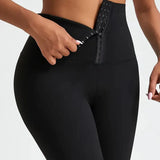 Women Breasted Sports Yoga Pants Tight Buttock Lifting High Waist Solid Leggings Outdoor Running Fitness Leggings