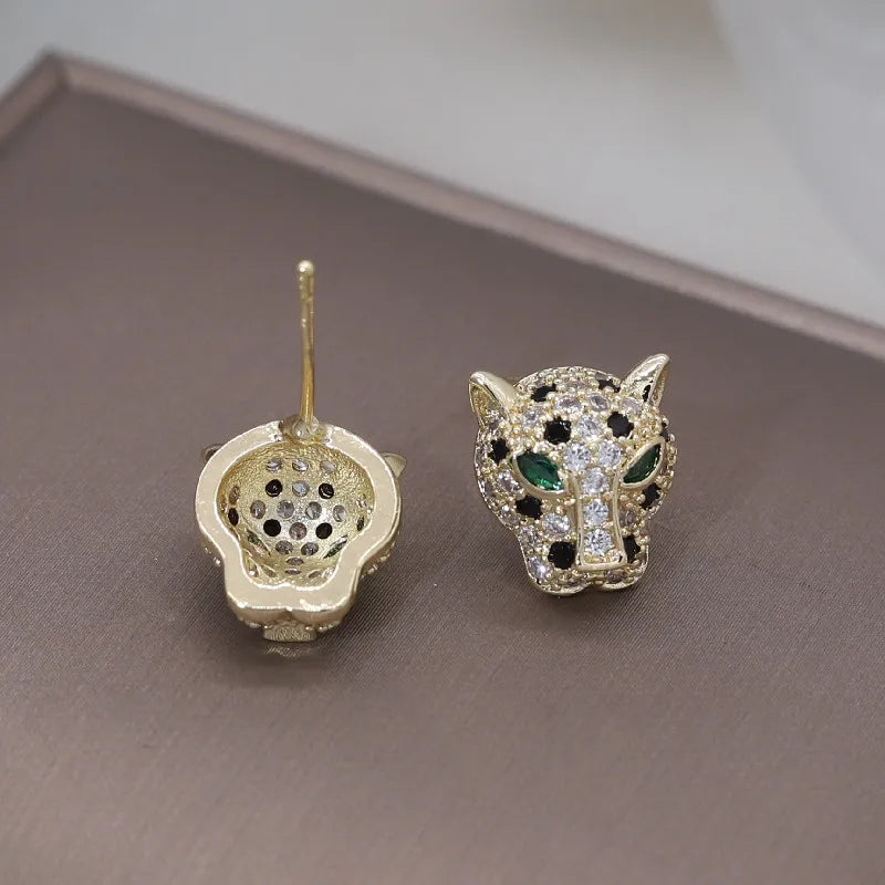 Korea New Design Fashion Jewelry Exquisite Copper Set Zircon Colorful Animal Leopard Earrings Luxury Women's Gala Party earrings