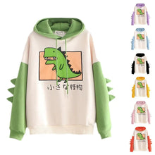 Load image into Gallery viewer, Dinosaur Oversized Cartoon Hoodie Women Fashion Sweatshirt Casual Print Korean Style Thicken Sweatshirt Winter dino hoodie Tops