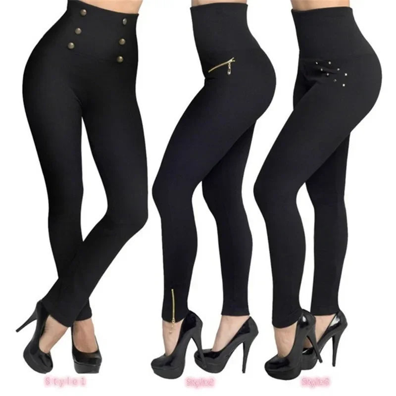 Diamond Zippered Leggings Women Seamless Cotton Tights Elastic High Waist Hip Lift Outside Wearing Fashion Slim Leggings