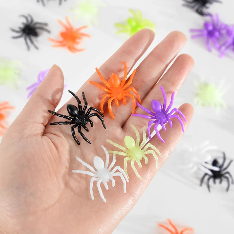 Halloween Decoration Black Fake Bat Scary Simulation Plastic Spider Insect For Halloween Party Spider Web Decor Props Trick Toys