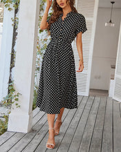 Load image into Gallery viewer, Ladies Polka Dot Print Shirt Dress Women Casual Midi Holiday Summer Dress Female Loose Women Beach Dress Sundress Robe Vestidos