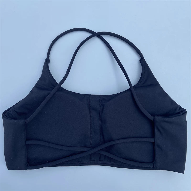 Women Sports Bra Sexy Cross Straps Back Fitness Bralette High Impact Gym Yoga Workout Crop Top Vest Push Up Running Underwear