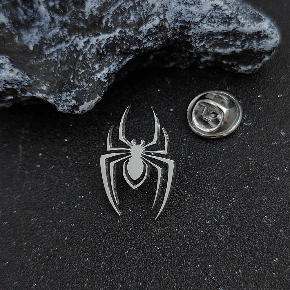 Personalized Gothic Spider Brooch Stainless Steel Badge Pins Fashion Jewelry Accessories Halloween Festival Gifts for Men