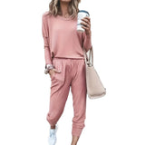 Spring and Autumn New Cross-border European and N WOMEN'S Amazon Burst Loose Solid Color Long Sleeve Casual Suit