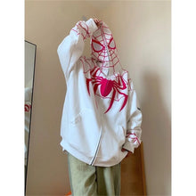 Load image into Gallery viewer, Embroideried Spider Full Zip Up Hoodies Women Men Long Sleeve Loose Jacket Hood Shirt Harajuku Hip Hop Streetwear Y2K Sweatshirt