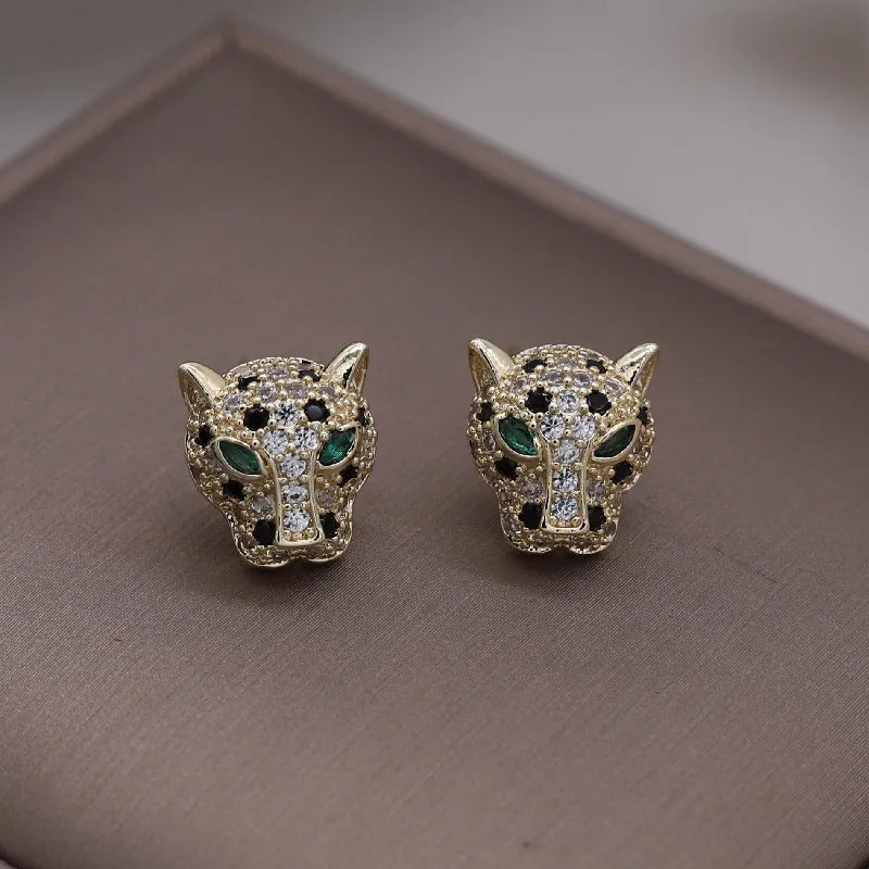 Korea New Design Fashion Jewelry Exquisite Copper Set Zircon Colorful Animal Leopard Earrings Luxury Women's Gala Party earrings