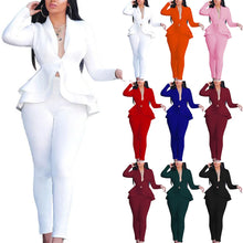 Load image into Gallery viewer, Women Fashion Women&#39;s Set Tracksuit Full Sleeve Ruffles Blazers Pants Suit Two Piece Set Office Lady Business Wear Uniform