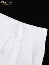 Load image into Gallery viewer, Clacive Summer White Linen Two Piece Set For Women 2024 Fashion Sleeveless Tank Top New In Matching High Waist Wide Pants Set