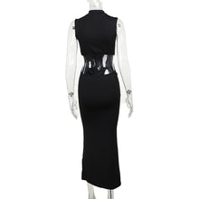 Load image into Gallery viewer, Weird Puss Flower Appliques Dress Woman Summer Sexy Splits Sleeveless Simple Half High Collar Classical Party Skinny Vestidos