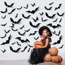 Load image into Gallery viewer, 12pcs Halloween Bat Wall Sticker 3d Sticker Bar Haunted House Decoration Prank Toy Props